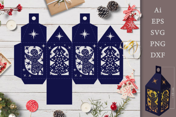 3D SVG Christmas Lantern Stencil for Festive Branding