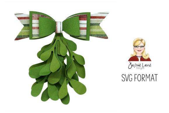 3D SVG Christmas Mistletoe with Bow for Brands