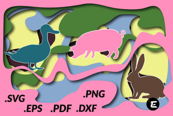 Animals Illustration: 3D SVG for Shadow Boxes