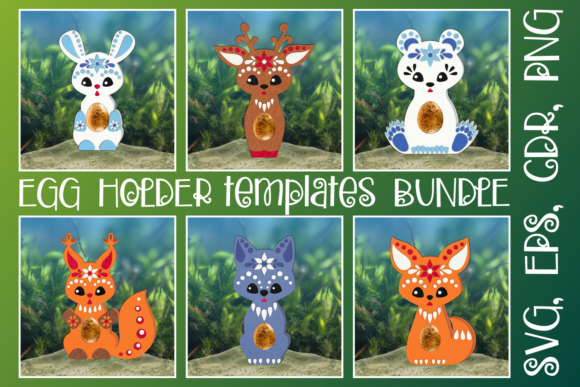 Animals Style Egg Holders Bundle: 3D SVG for Christmas