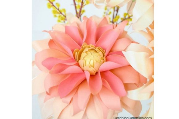 Autumn Sunburst Dahlia 3D SVG Paper Flowers