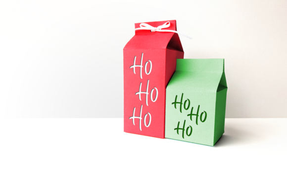 Christmas 3D SVG: Milk Carton Boxes with HoHoHo Cutout