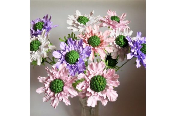Scabiosa 3D SVG Paper Flowers for Blog Design
