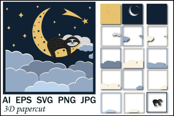 Sloth Sleeps on the Moon: 3D SVG for Shadow Boxes