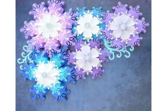 Snowflake Giant Paper Flower Templates: 3D SVG for Christmas