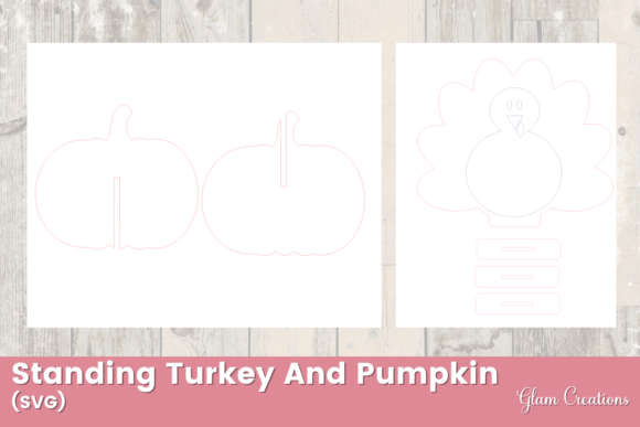 Standing Turkey and Pumpkin: 3D SVG Shapes for Brands